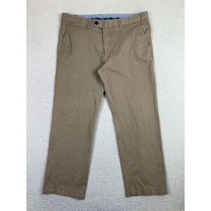 Faconnable Pants Mens 38x28 Brown Comfort Fit Stretch Chino Straight Leg Casual